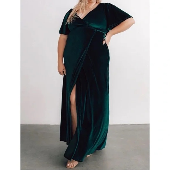 Baltic Born Meghan Velvet Wrap Maxi Dress Emerald Green Bridesmaid Size XXL - Picture 1 of 14